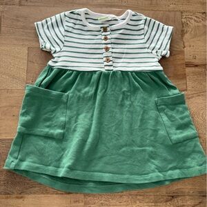 Deux par deux Striped Green Pocket Dress size 18 months